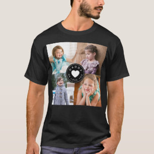 Kids 4 Photo Collage Dad We Love You Heart T-Shirt