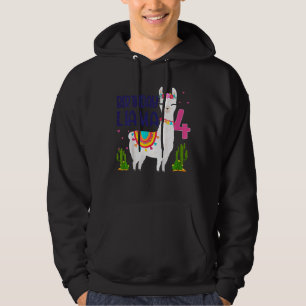 Kids 4 Year Birthday Llama Party Family 4 Year Old Hoodie