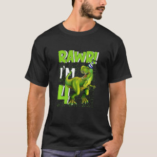 Kids 4 Year Old  4th Birthday Boy Rex Dinosaur Kid T-Shirt