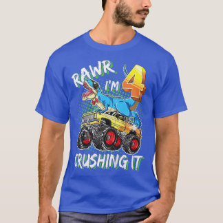 Kids 4 Year Old Birthday Boy Girl T rex 4th Bday M T-Shirt