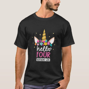 Kids 4 Year Old Birthday Girl Gifts Unicorn 4Th B- T-Shirt