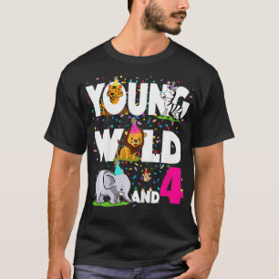 Kids 4 year old Birthday Girl Safari Zoo Jungle (Y T-Shirt