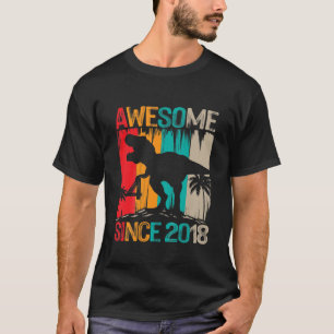 Kids 4 Year Old Boy 4Th Birthday Dinosaur T Rex Aw T-Shirt