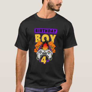 Kids 4 Year Old Boy Gamer Boy Birthday T-Shirt
