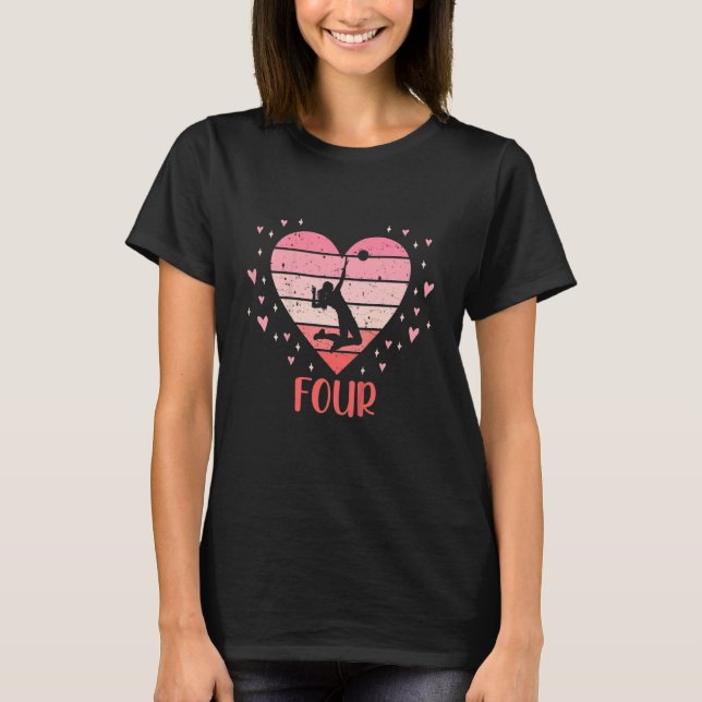 Kids 4 Year Old Cute Volleyball Birthday Girl 4th  T-Shirt (Front)