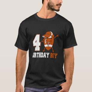 Kids 4 Year Old  Dabbing Football 4th Birthday Boy T-Shirt