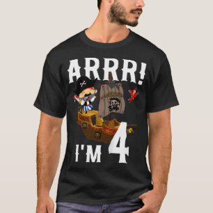 Kids 4 Year Old Pirate Birthday Party Pirates Ship T-Shirt