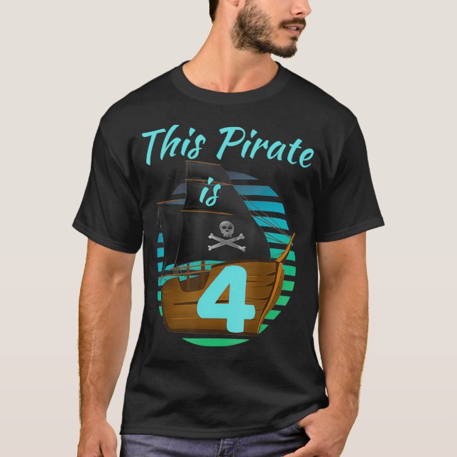 Kids 4 Year Old Pirate Birthday Shirt Boy This Pir (Front)