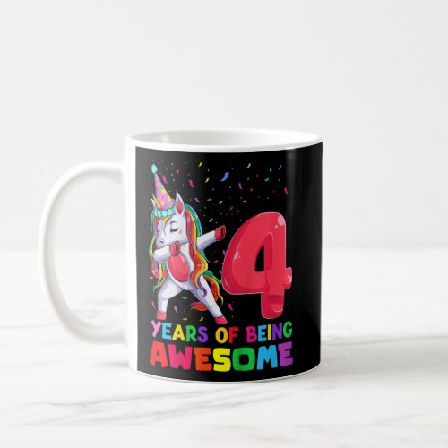 Kids 4 Year Old Unicorn Birthday Shirt 4 Years Of Coffee Mug
