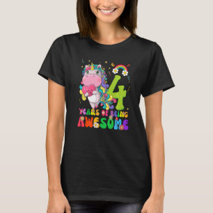 Kids 4 Years Old  4th Birthday Girl Princess Unico T-Shirt