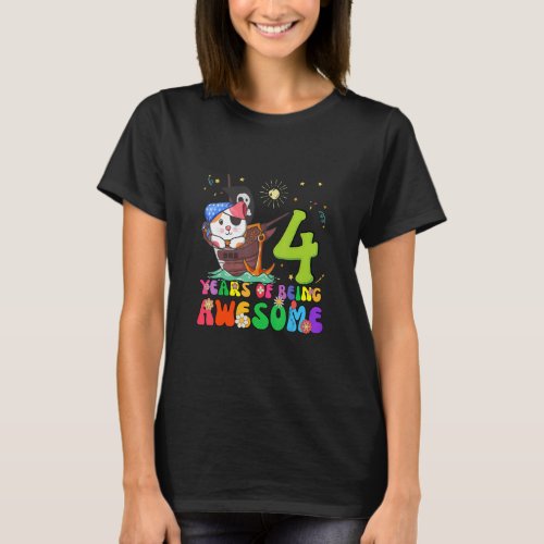 Kids 4 Years Old Teens 4th Birthday Girl Awesome C T_Shirt