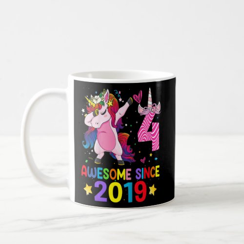 Kids 4 Years Old   Unicorn Dabbing 4th Birthday Gi Coffee Mug