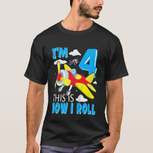 Kids 4th Airplane Birthday Boy Airplane Pilot 4 Ye T-Shirt