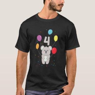 Kids 4th Birthday 4 Years Koala Balloons Australia T-Shirt