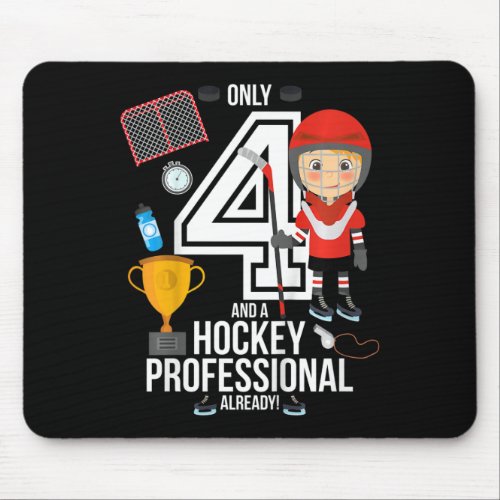 Kids 4th Birthday Boy 34only 4 And A Hockey Pro  Mouse Pad