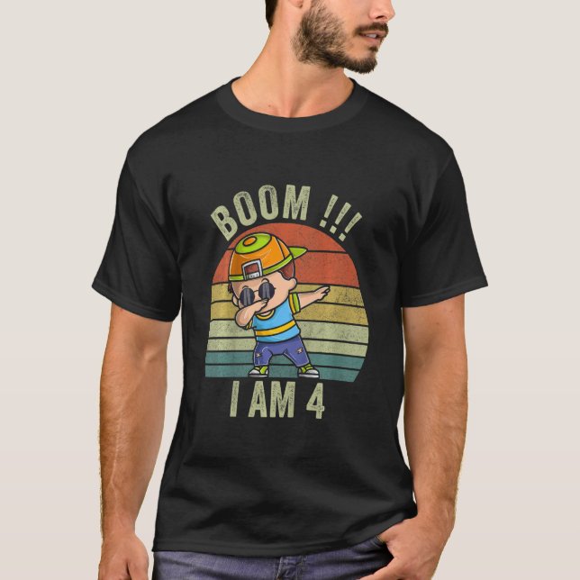 Kids 4th Birthday  Boy Boom Iu2019m 4 Year Old Bir T-Shirt (Front)