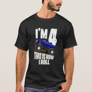 Kids 4th Birthday Boy  Monster Truck Rule Jam  Fou T-Shirt
