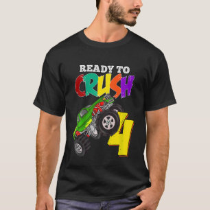Kids 4th Birthday Boys Monster Truck 4 Year Old Ra T-Shirt