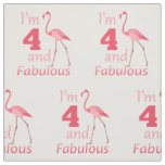 Kids 4th Birthday Cute Pink Flamingo Fabric