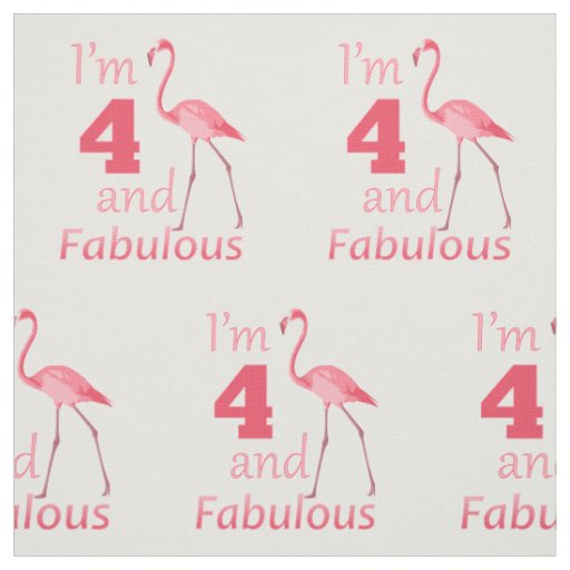Kids 4th Birthday Cute Pink Flamingo Fabric