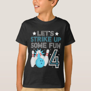 Kids 4th Birthday Party Bowling Boy 4 Year Old Bow T-Shirt