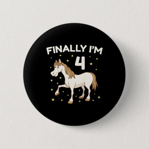 Kids 4th Birthday Party Horse Horseback Rider Ridi Button