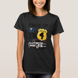 Kids 4th Birthday Policeman Boy Four Year Old Poli T-Shirt