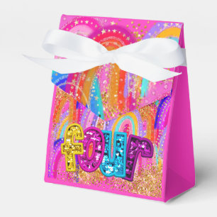 Kids 4th Birthday Rainbow Glitter Favor Boxes