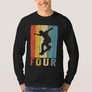 Kids 4th Birthday Retro Skateboard Skater Boys Kid T-Shirt
