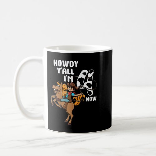 Kids 4th Birthday Rodeo Western Cowboy Howdy Yall Coffee Mug