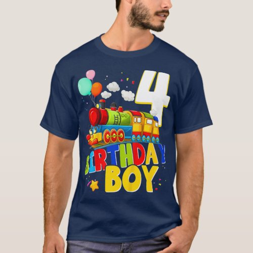 Kids 4th Birthday Train Boys 4 Years Old Im T_Shirt