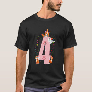 Kids 4th Cat Birthday Celebrant 4 Year Old Kitten T-Shirt