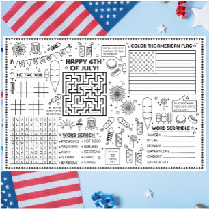 Kids 4th of July Activity Pad and Placemat 