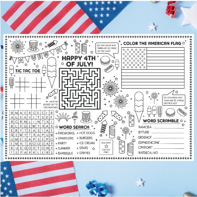 Kids 4th of July Activity Pad and Placemat  (Creator Uploaded)