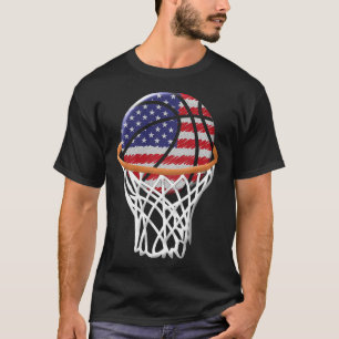 Kids 4th of July Basketball USA Flag Kids Youth Bo T-Shirt