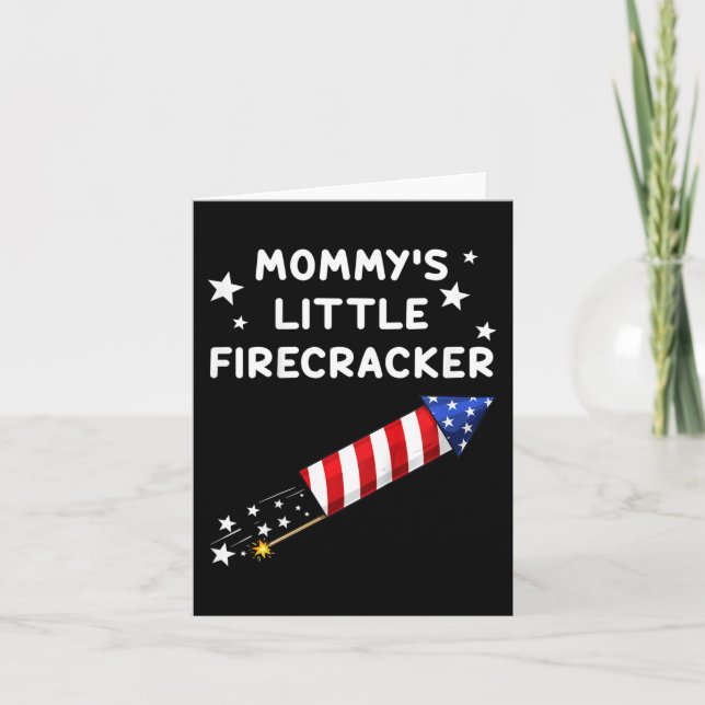 Kids 4th Of July Mommy's Little Firecracker Fun Bo Card (Front)