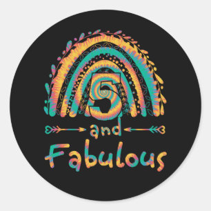 Kids 5 and Fabulous Rainbow Five Year Old Girls BD Classic Round Sticker