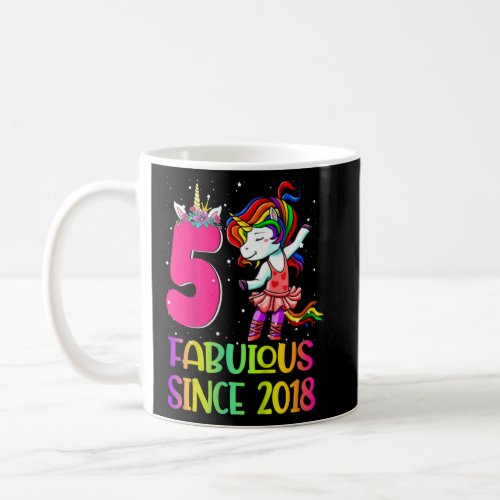 Kids 5 And Fabulous Unicorn Rainbow Birthday 5 Yea Coffee Mug