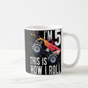 Kids 5 Year Old 5th Birthday Boy Monster Truck Ca Coffee Mug