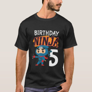 Kids 5 Year Old 5Th Ninja Birthday Boys Party Mart T-Shirt