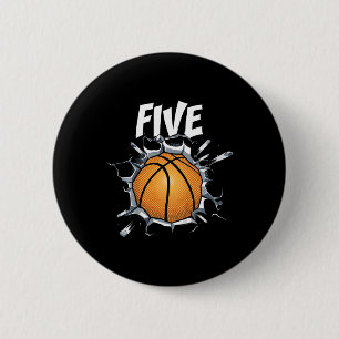 Kids 5 Year Old Basketball Birthday Party Theme 5t Button