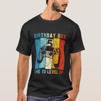 Kids 5 Year Old Birthday Boy 5 Time To Level Up 5t T-Shirt