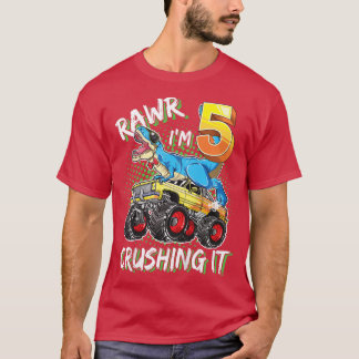 Kids 5 Year Old Birthday Boy Girl T rex 5th Bday M T-Shirt
