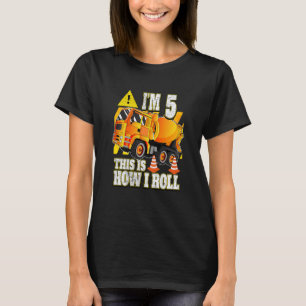 Kids 5 Year Old Birthday Concrete Mixer Truck T-Shirt