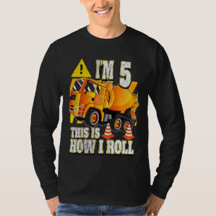 Kids 5 Year Old Birthday  Concrete Mixer Truck T-Shirt
