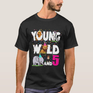 Kids 5 Year Old Birthday Girl Safari Zoo Jungle (Y T-Shirt