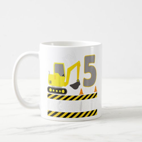 Kids 5 Year Old Boy Five 5th Birthday Construction Coffee Mug