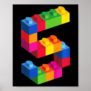 Kids 5 Year Old Building Blocks Birthday  Bricks 5 Poster