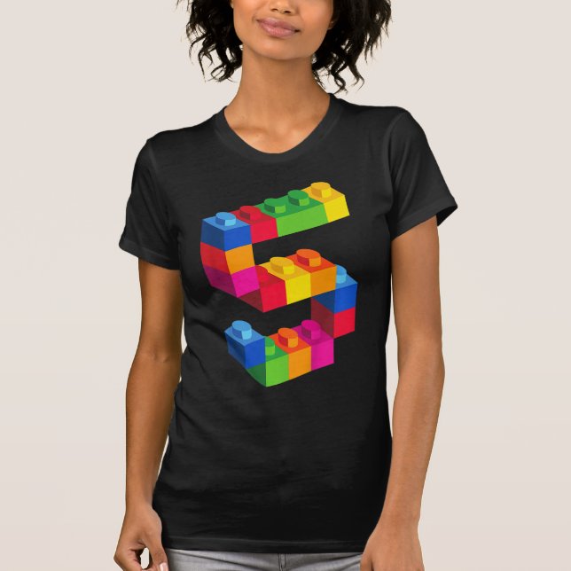 Kids 5 Year Old Building Blocks Birthday  Bricks 5 T-Shirt (Front)