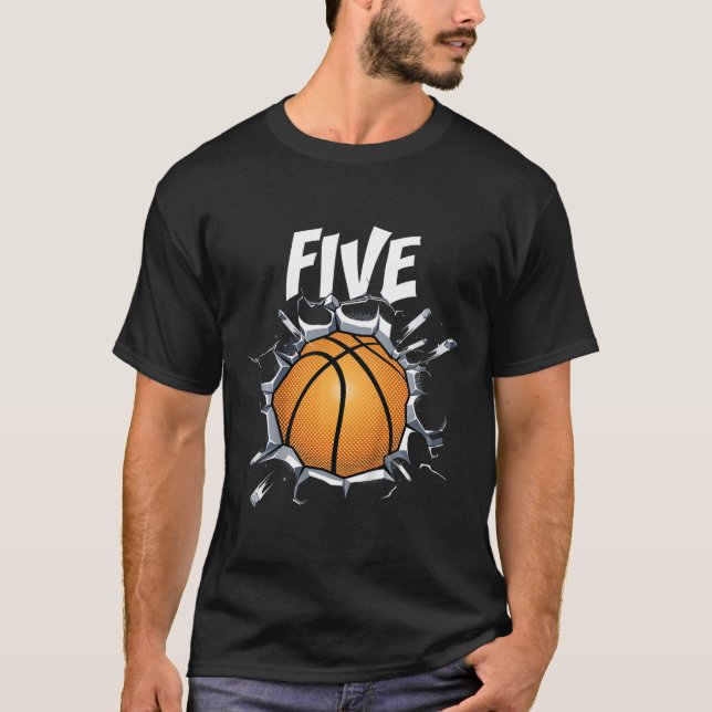 Kids 5 Year Old Bysketbyll Birthday Party Theme 5t T-Shirt (Front)